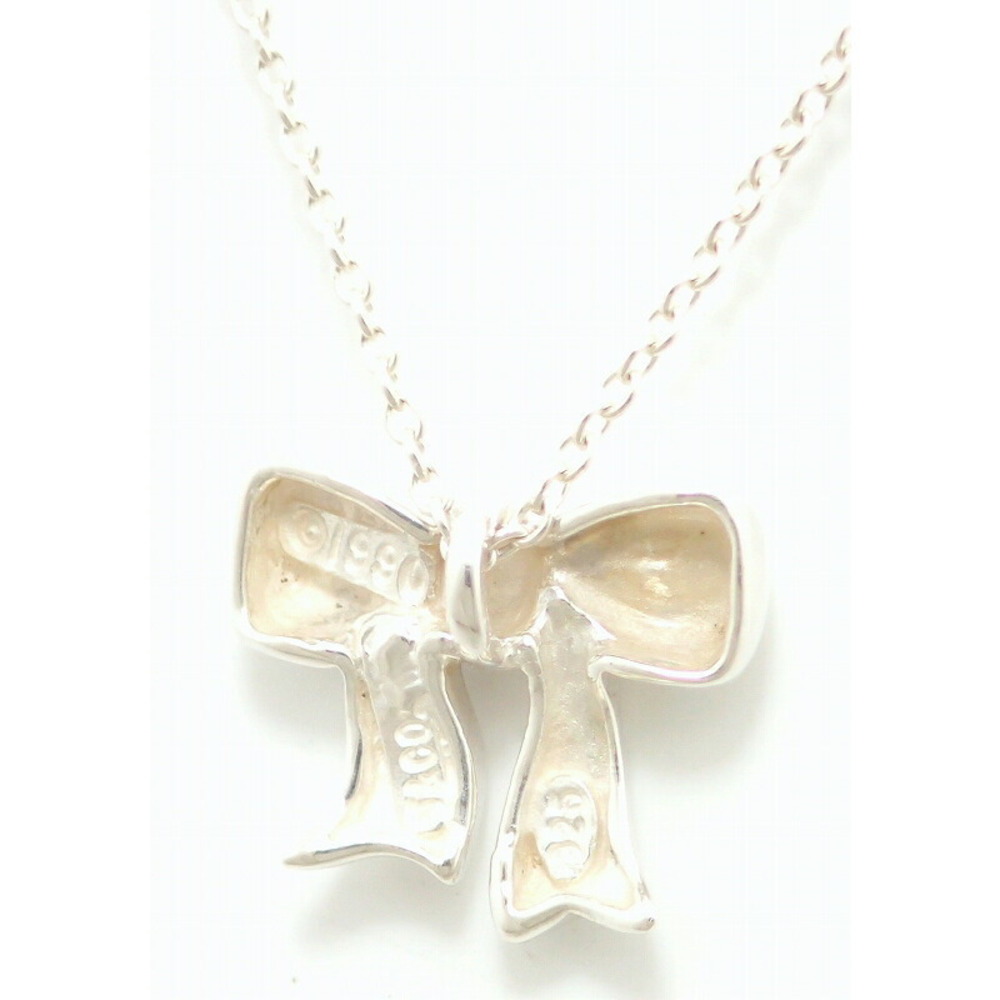 TIFFANY Co Ribbon Motif Necklace Pendant Silver